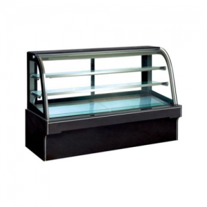 CURVE GLASS CAKE CABINET 2 SHELVES + 1 BASE