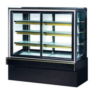 FRONT & BACK OPENING FLAT GLASS DOOR WITH 3 SHELVES