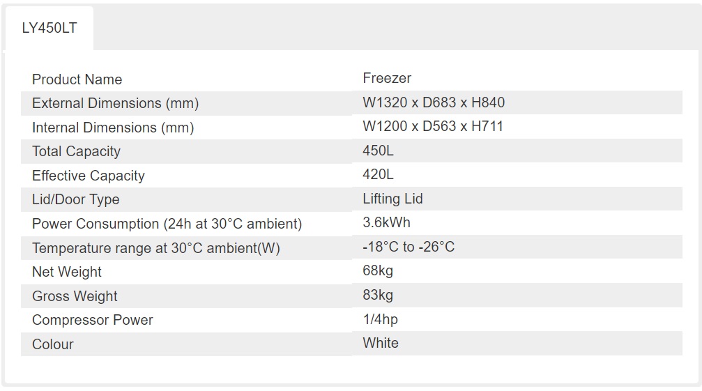 SNOW FREEZER LY450LT