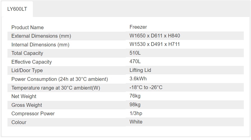 SNOW FREEZER LY600LT